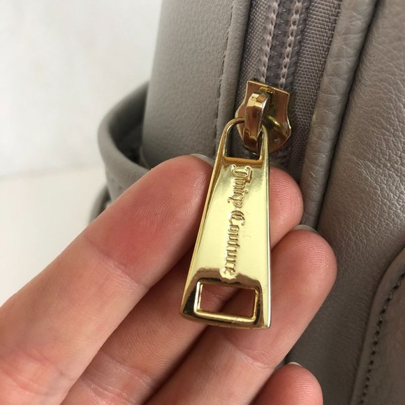 Juicy Couture Grey Gold Embellished Logo Front Top Handle Mini Backpack - Picture 5 of 15